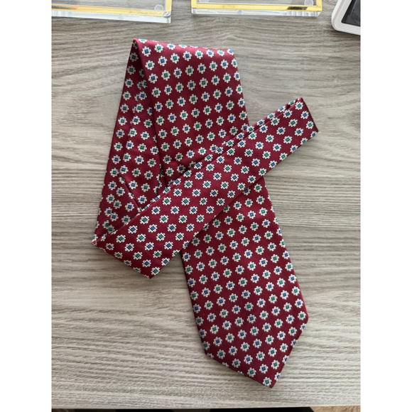Men's Breuninger One Size Burgundy Blue Patterned Silk Tie